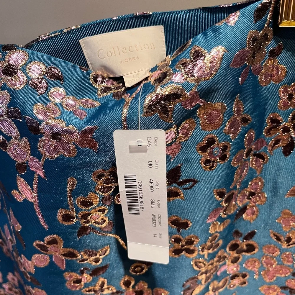 J. Crew Cherry Blossom Metallic Jacquard Two-Piece Skirt Set - Size 14